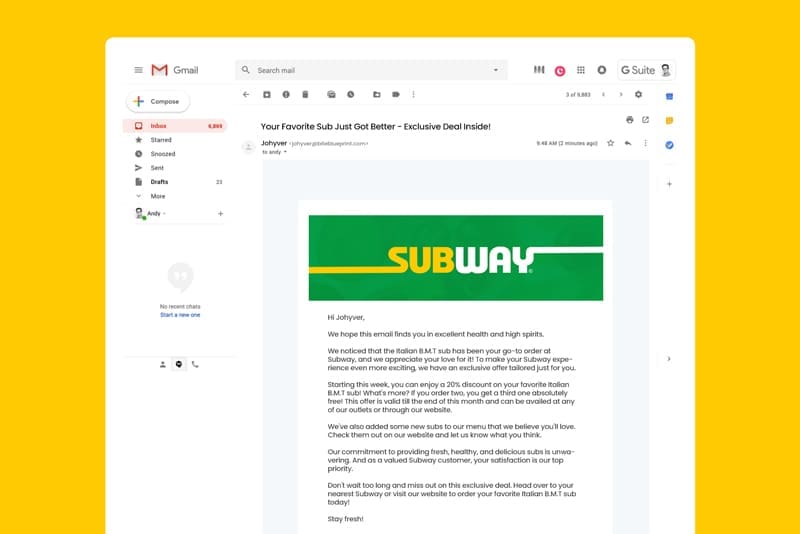 Subway Email Marketing
