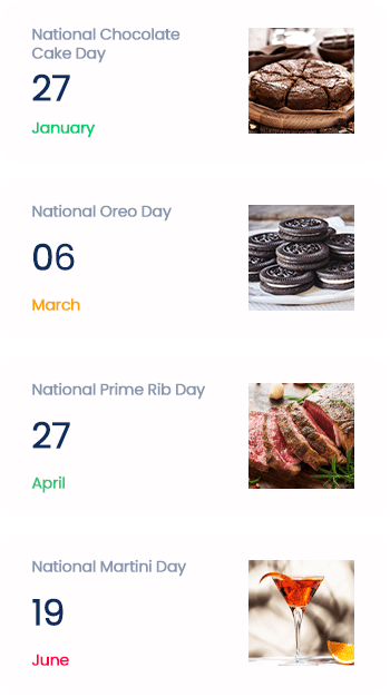 National Food Holidays Calendar